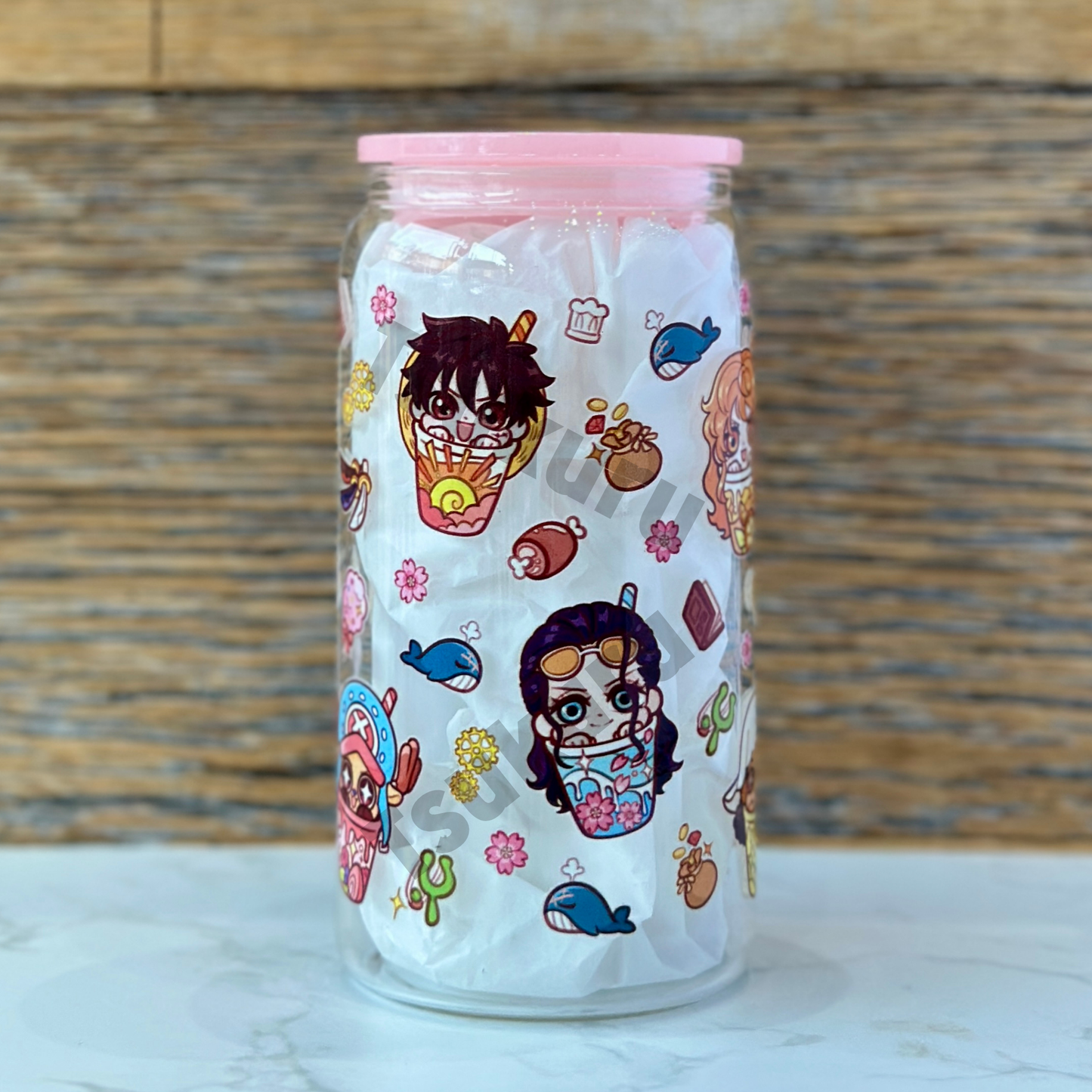 16oz Clear Glass Tumbler - Pirates