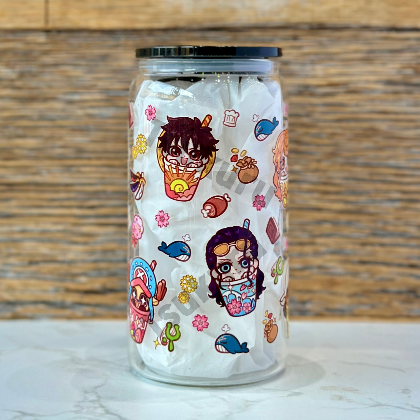 16oz Clear Glass Tumbler - Pirates
