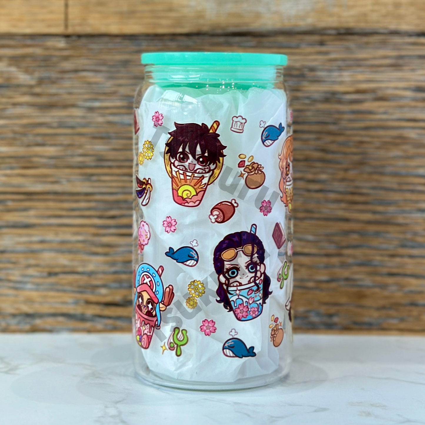 16oz Clear Glass Tumbler - Pirates