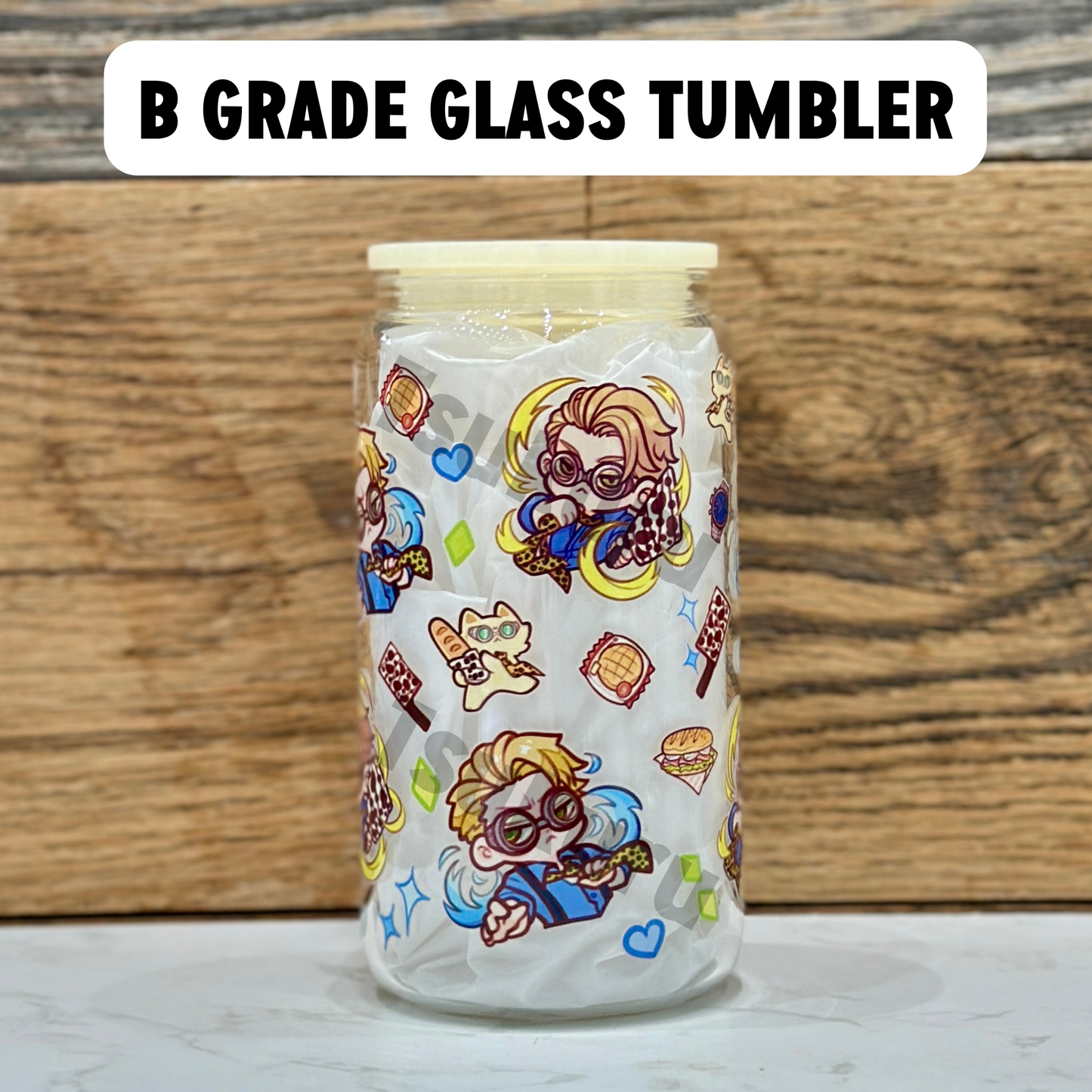16oz Clear Glass Tumbler - Overtime (Single Sided, B GRADE)