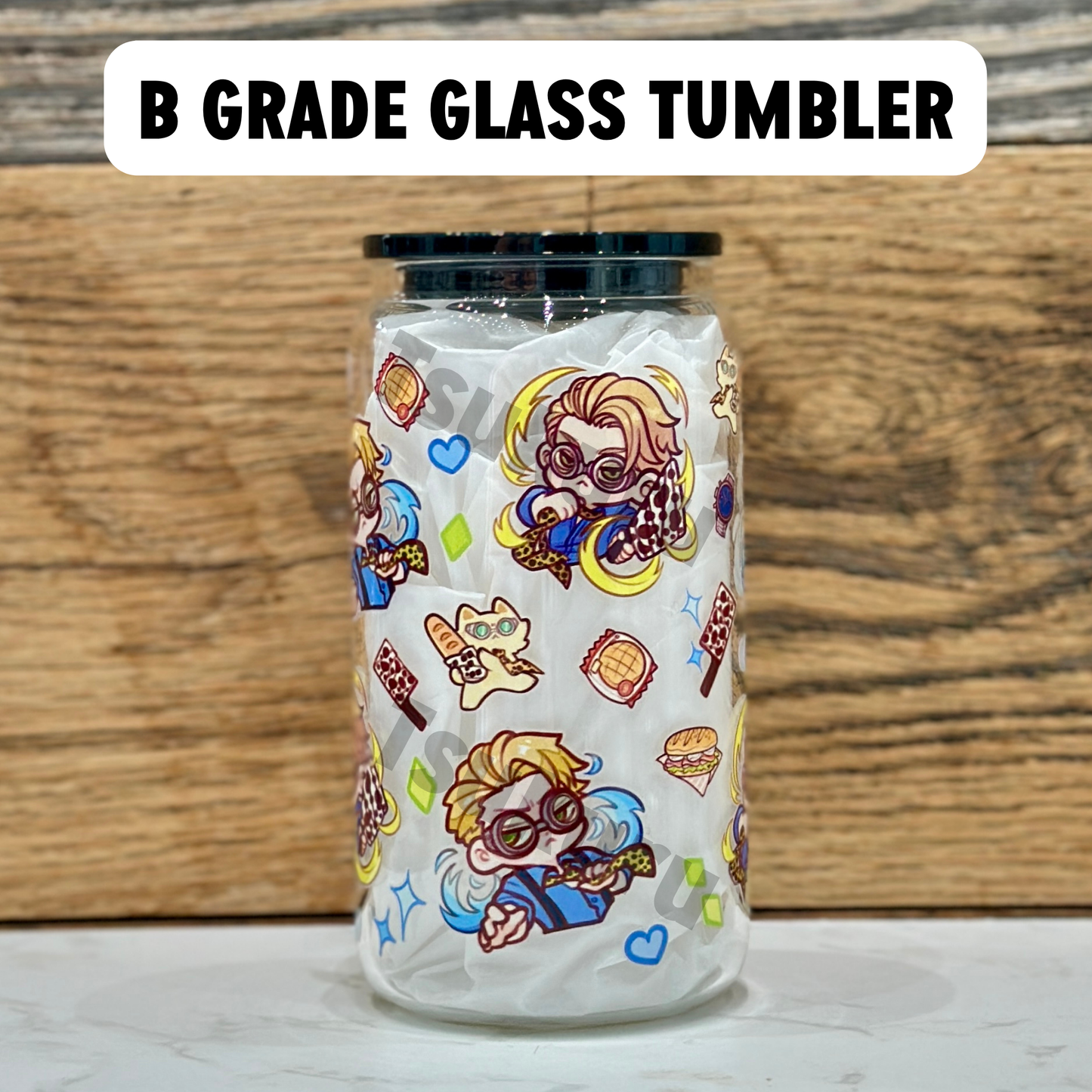 16oz Clear Glass Tumbler - Overtime (Single Sided, B GRADE)