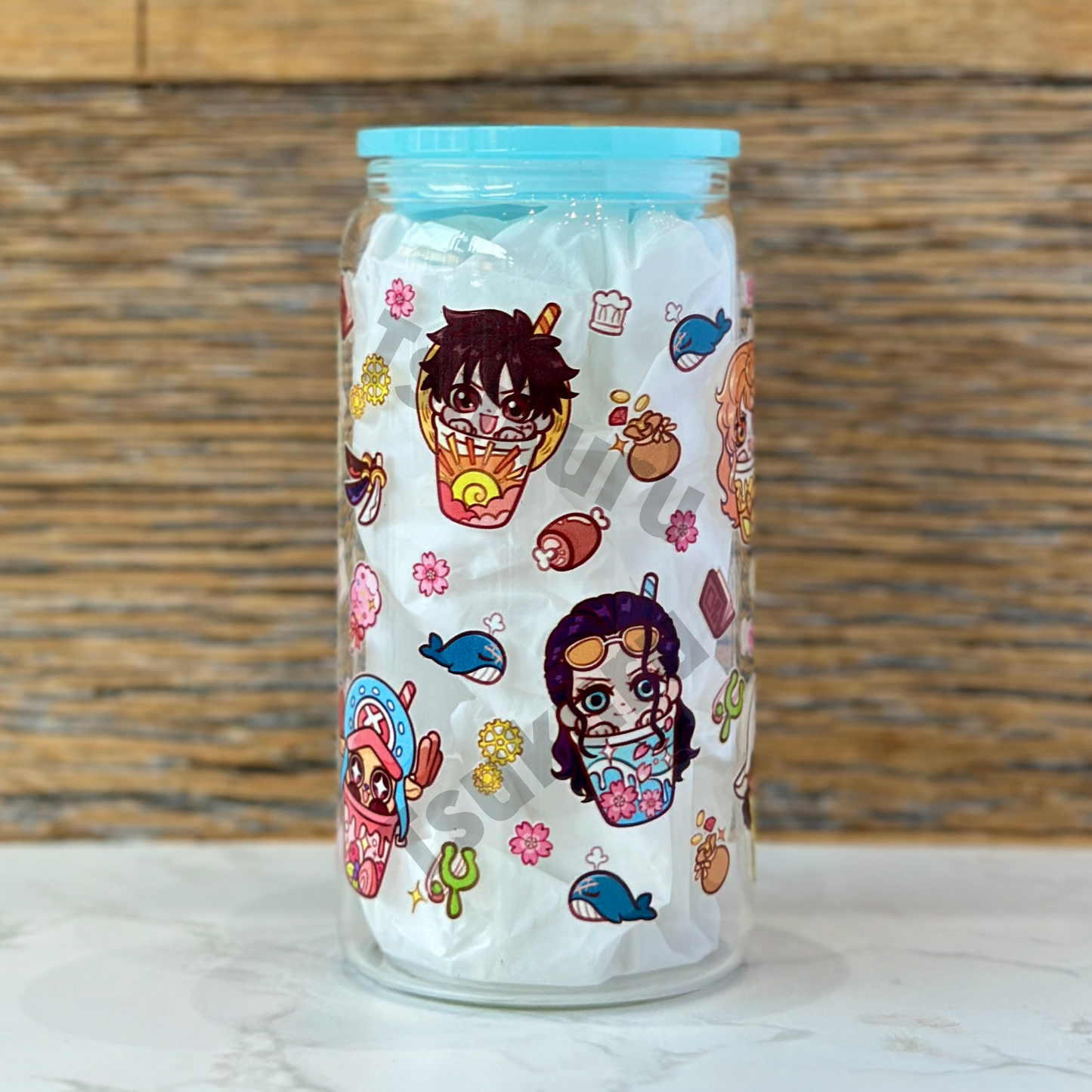 16oz Clear Glass Tumbler - Pirates