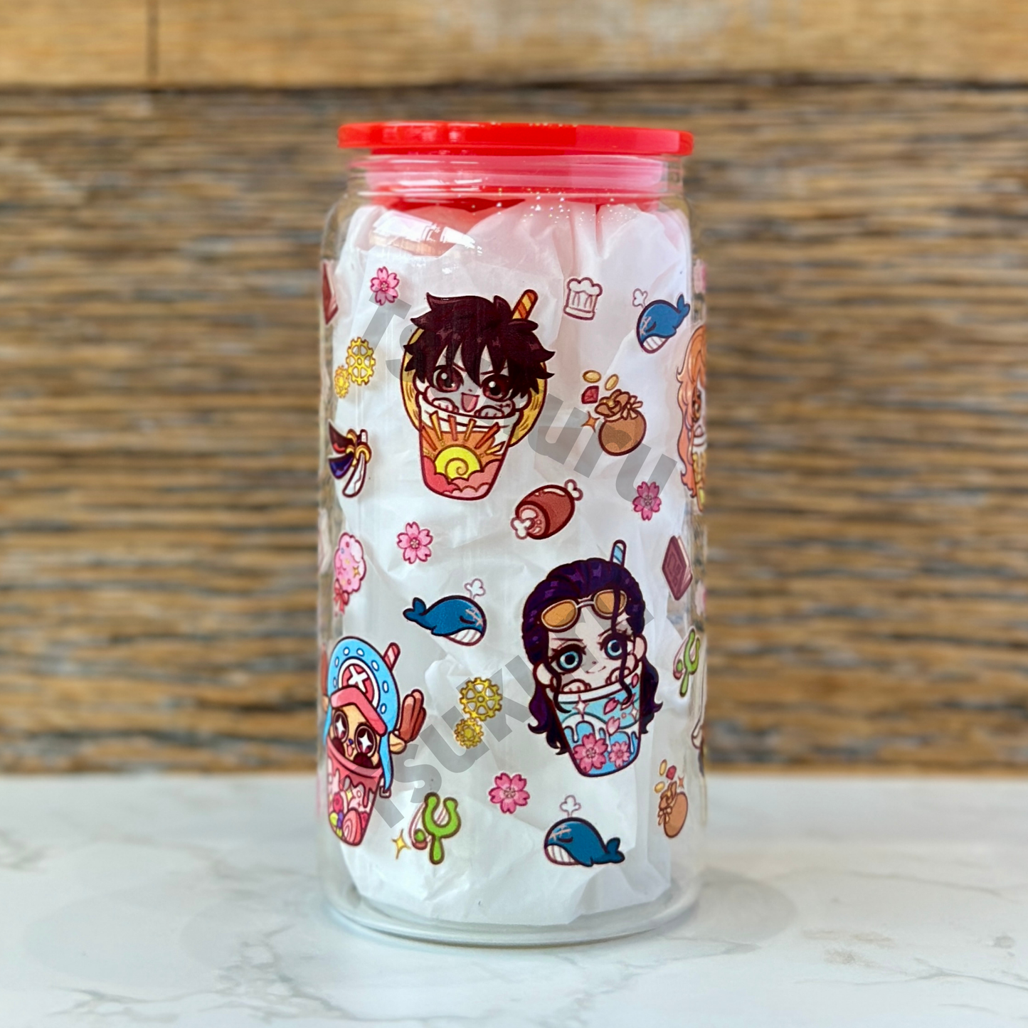 16oz Clear Glass Tumbler - Pirates