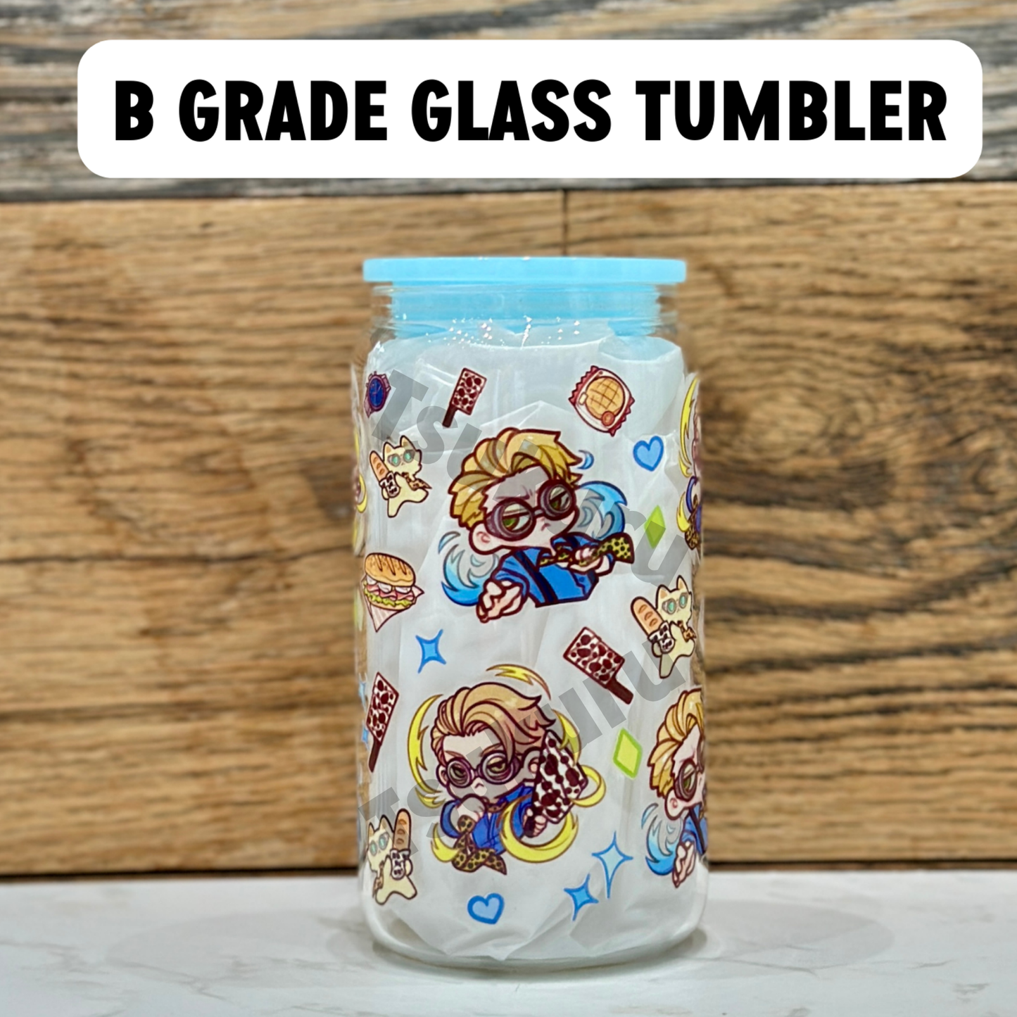 16oz Clear Glass Tumbler - Overtime (Single Sided, B GRADE)