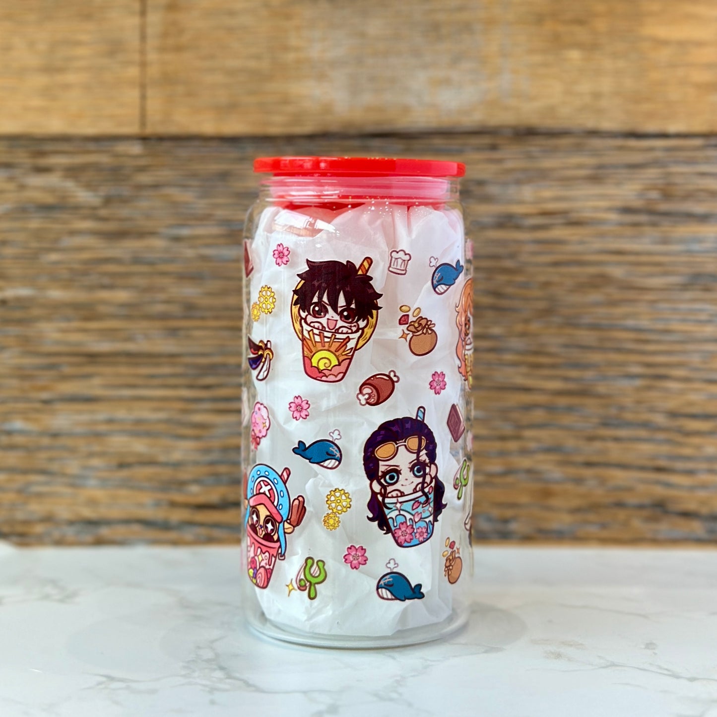 16oz Clear Glass Tumbler - Pirates