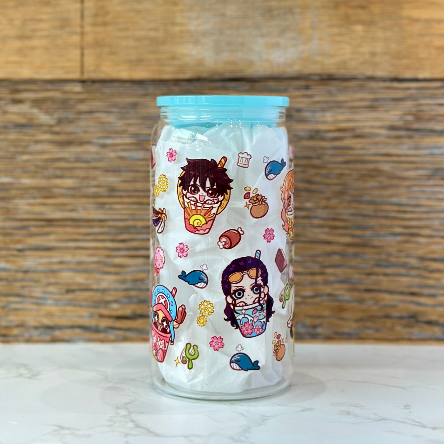 16oz Clear Glass Tumbler - Pirates