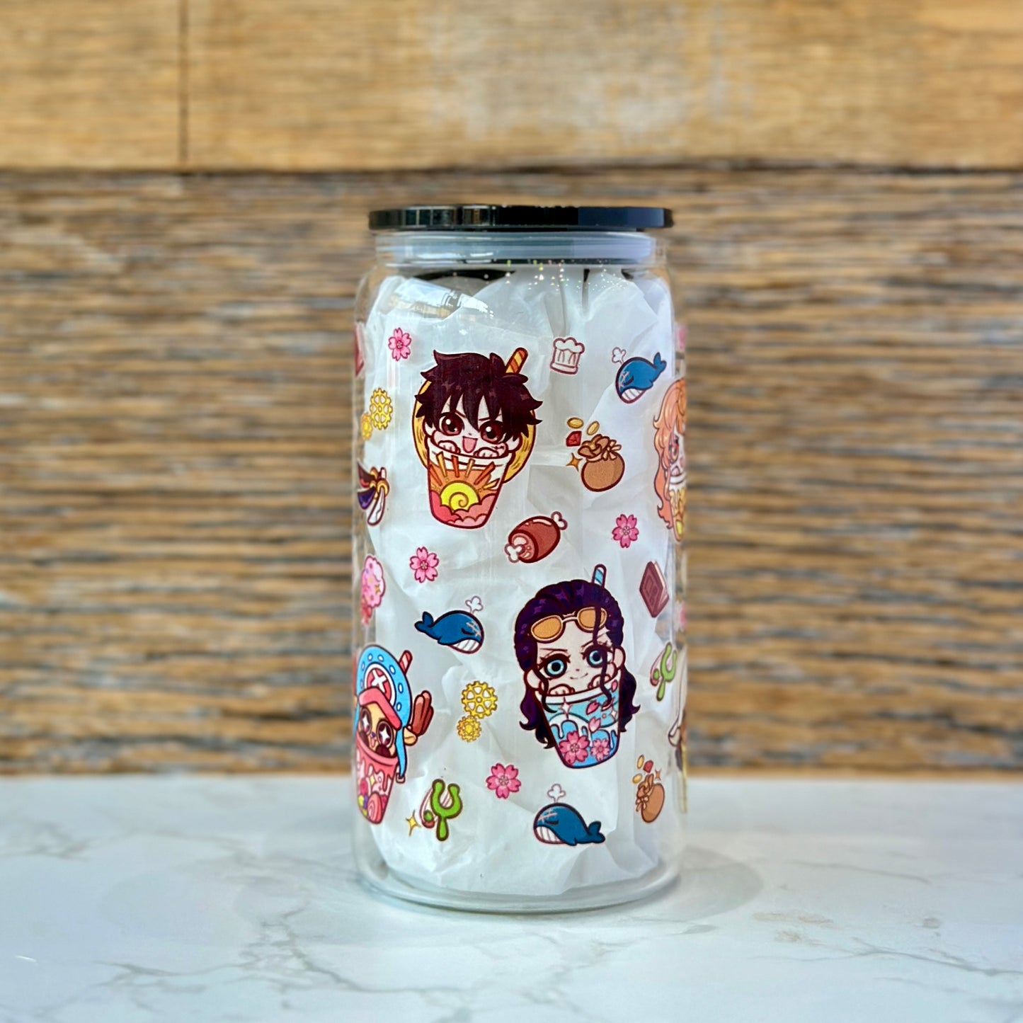 16oz Clear Glass Tumbler - Pirates