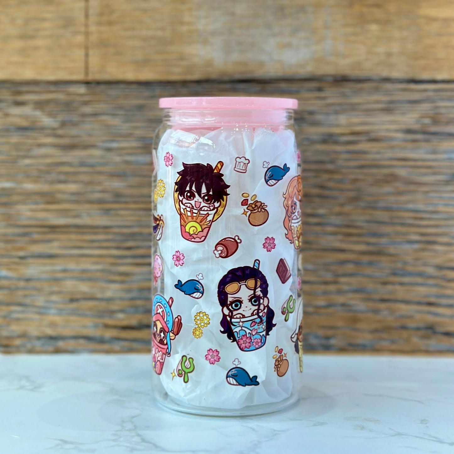 16oz Clear Glass Tumbler - Pirates