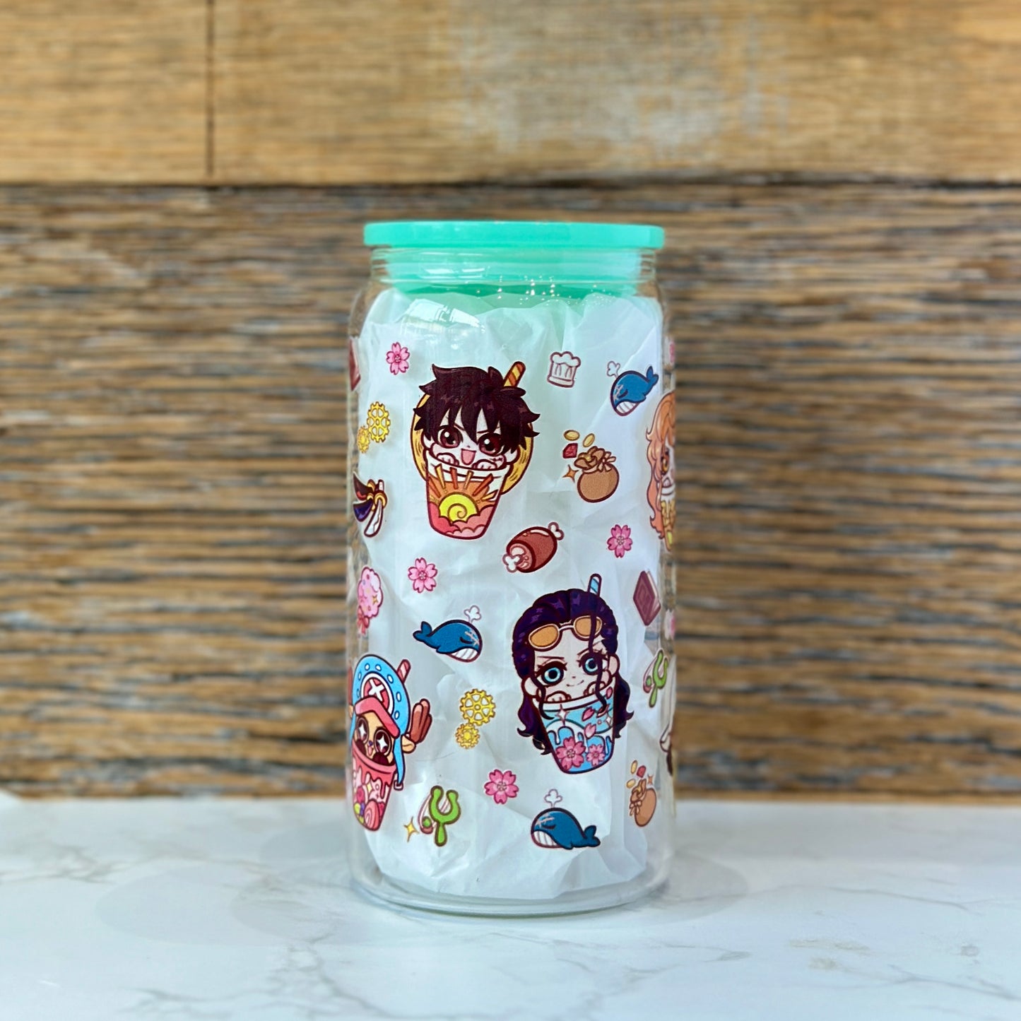 16oz Clear Glass Tumbler - Pirates
