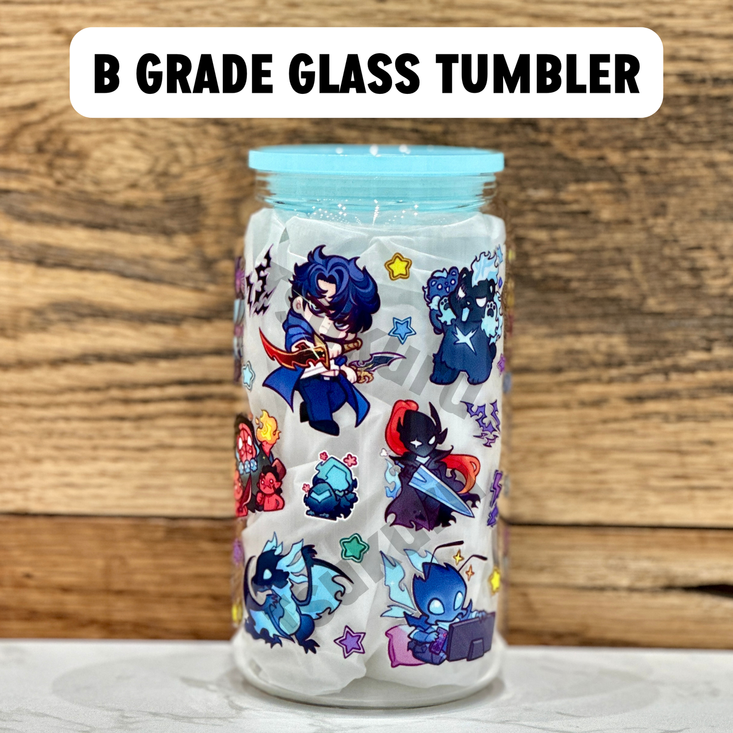 16oz Clear Glass Tumbler - SL (Double Sided, B GRADE)