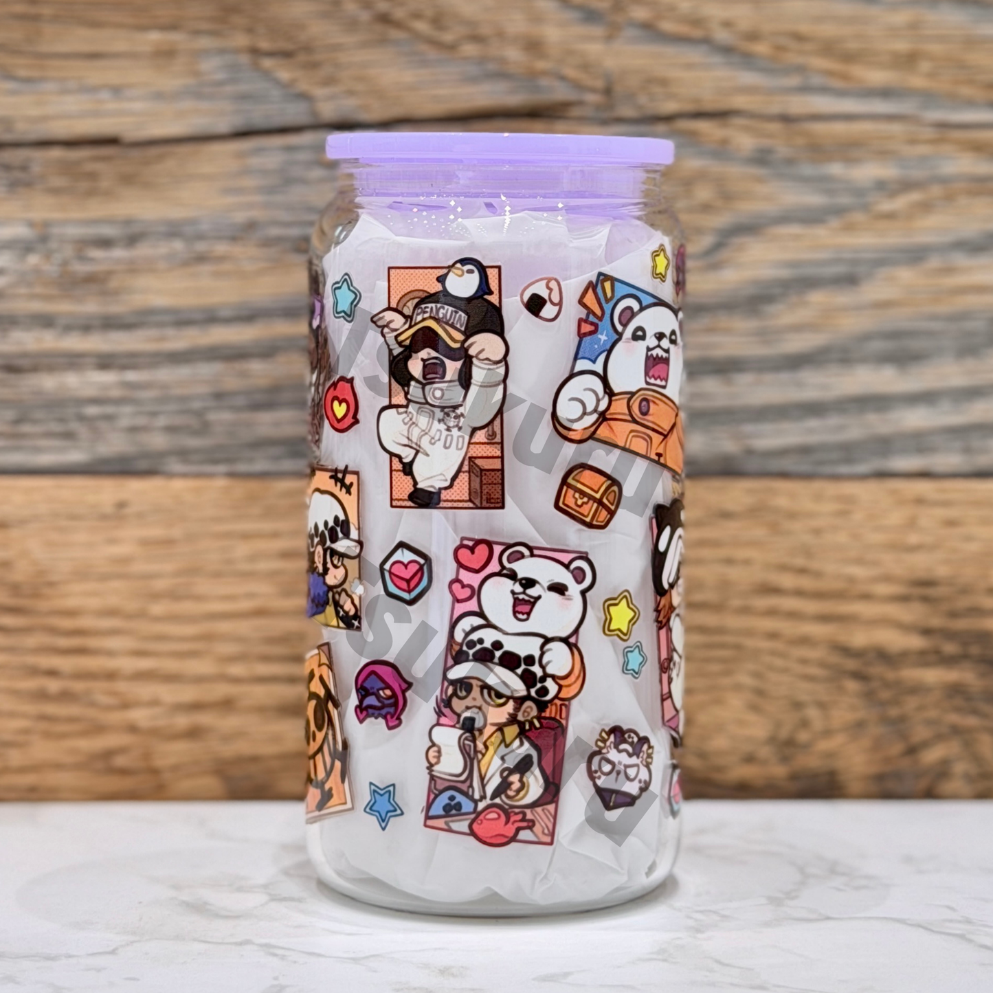 16oz Clear Glass Tumbler - Pirates Panel (Double Sided)