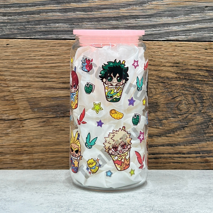 16oz Clear Glass Tumbler - Heroes (Double Sided)