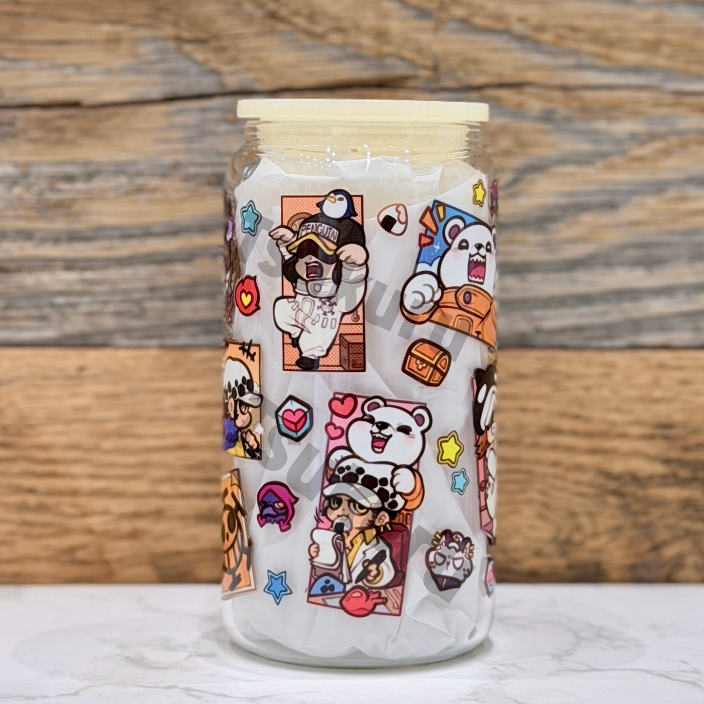 16oz Clear Glass Tumbler - Pirates Panel (Double Sided)