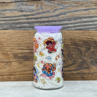 16oz Clear Glass Tumbler - Pirates (Double Sided)