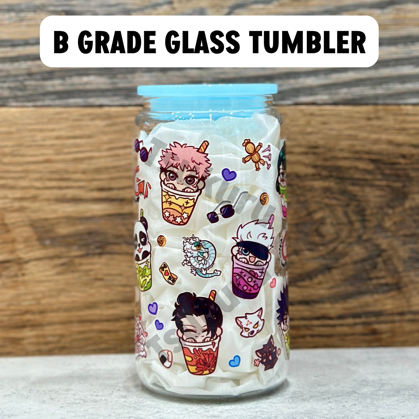16oz Clear Glass Tumbler -  Sorcerers (Single Sided, B GRADE)