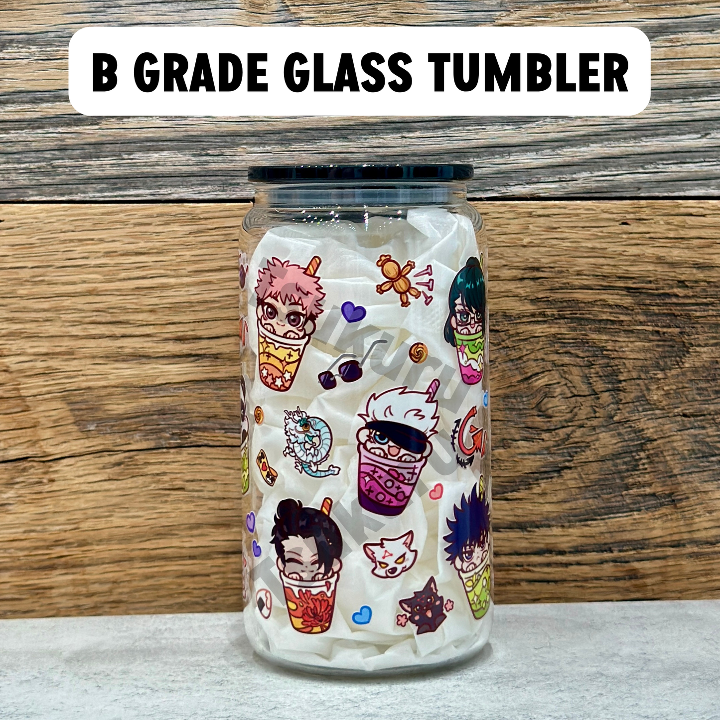16oz Clear Glass Tumbler -  Sorcerers (Single Sided, B GRADE)