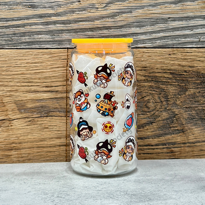 16oz Clear Glass Tumbler - Pirates (Double Sided)