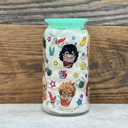 16oz Clear Glass Tumbler - Heroes (Double Sided)