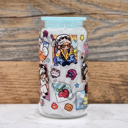 16oz Clear Glass Tumbler - Pirates Panel (Double Sided)