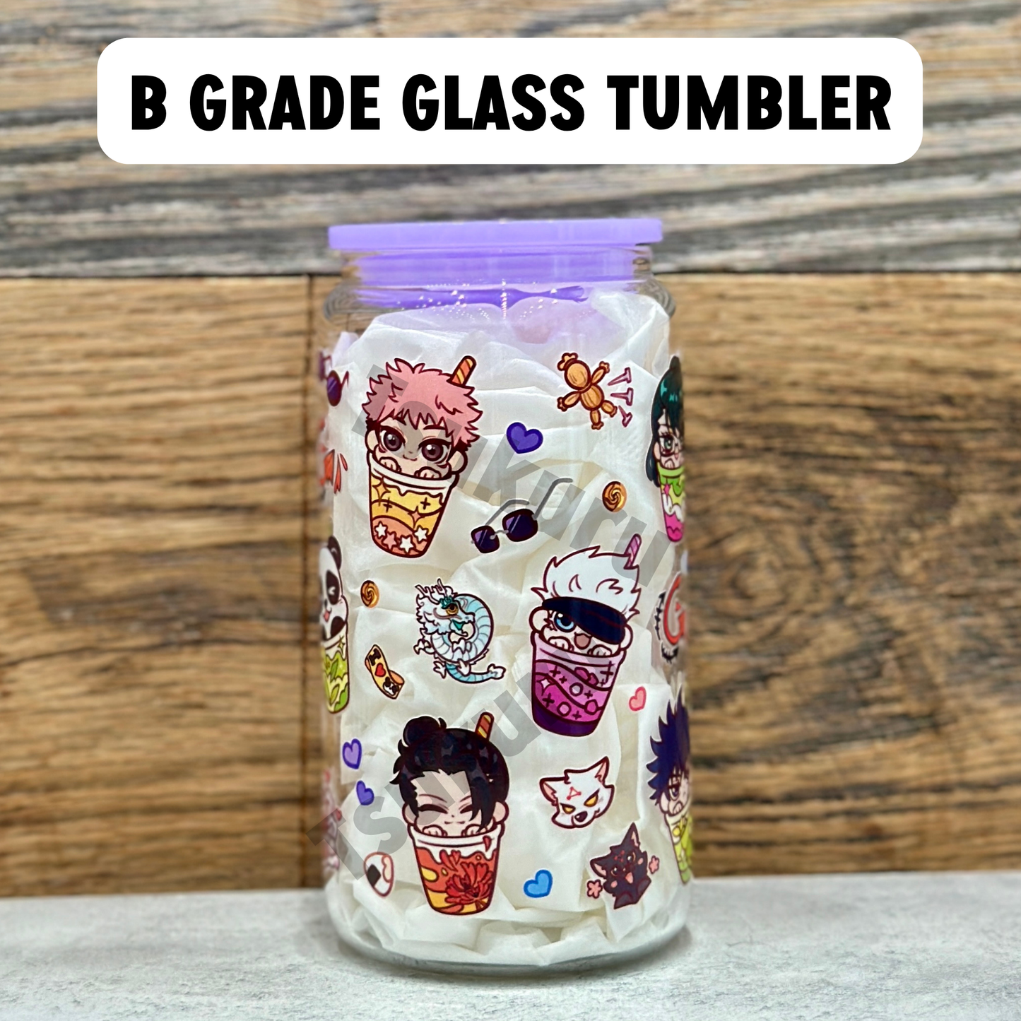 16oz Clear Glass Tumbler -  Sorcerers (Single Sided, B GRADE)