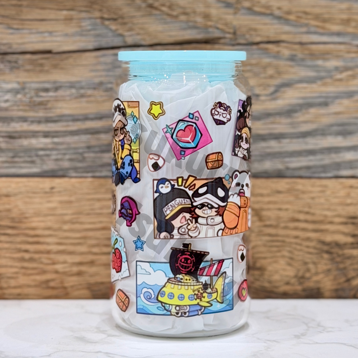 16oz Clear Glass Tumbler - Pirates Panel (Double Sided)