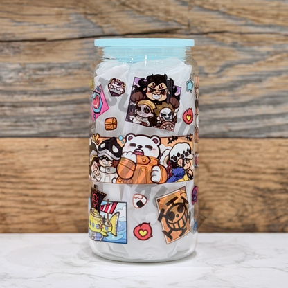 16oz Clear Glass Tumbler - Pirates Panel (Double Sided)