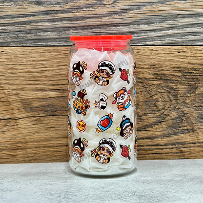 16oz Clear Glass Tumbler - Pirates (Double Sided)