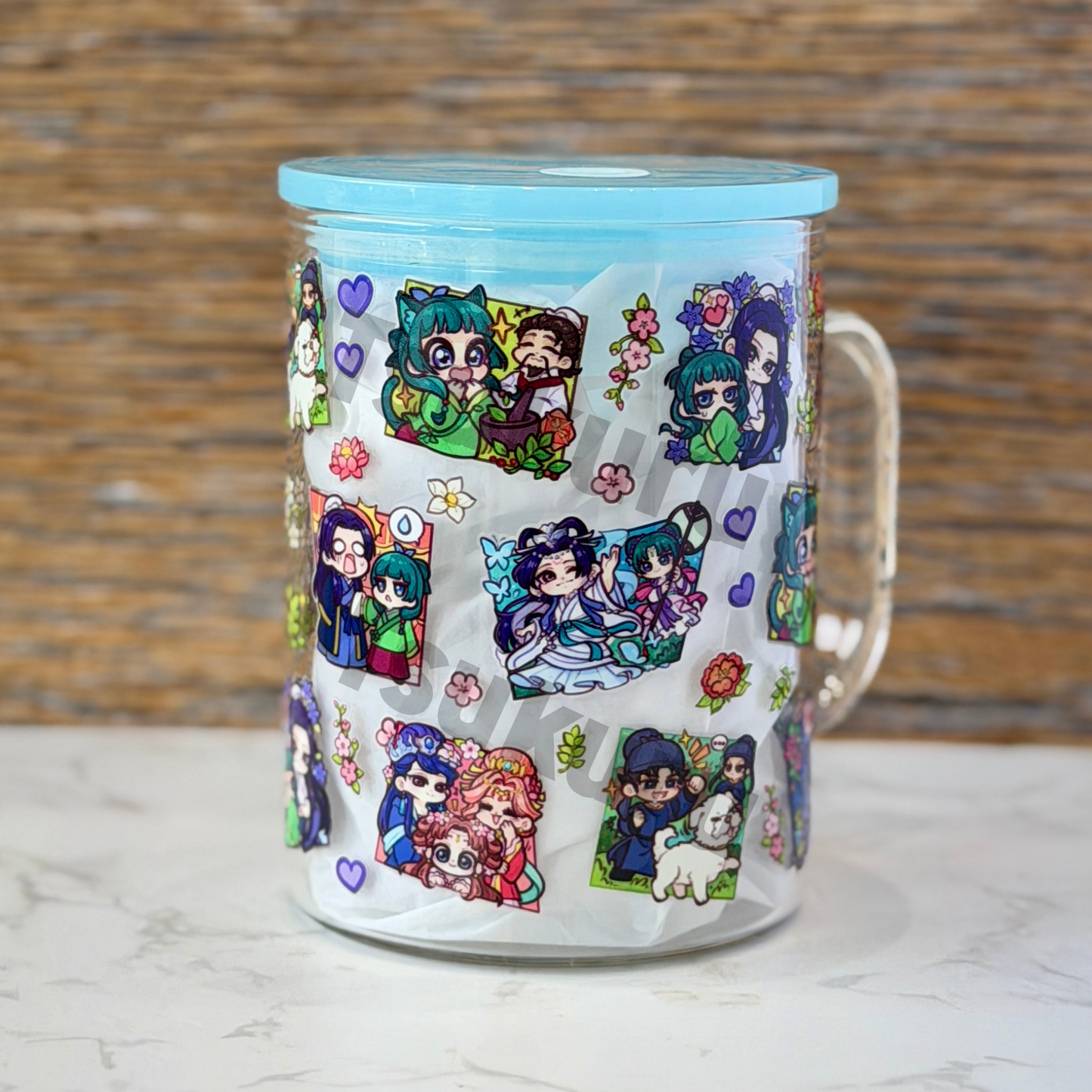 17oz Glass Mug - AD Panels V2 (Double Sided)