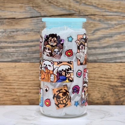 16oz Clear Glass Tumbler - Pirates Panel (Double Sided)