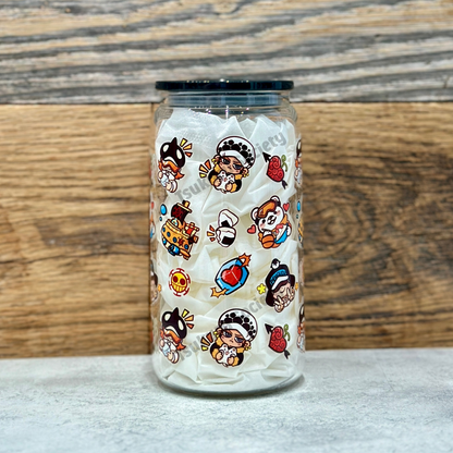 16oz Clear Glass Tumbler - Pirates (Double Sided)