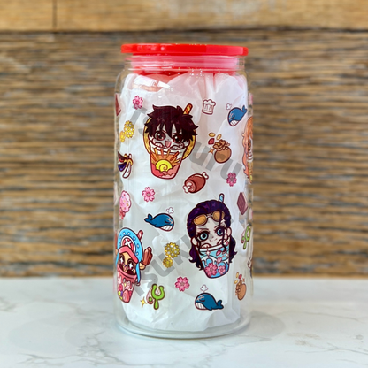 16oz Clear Glass Tumbler - Pirates