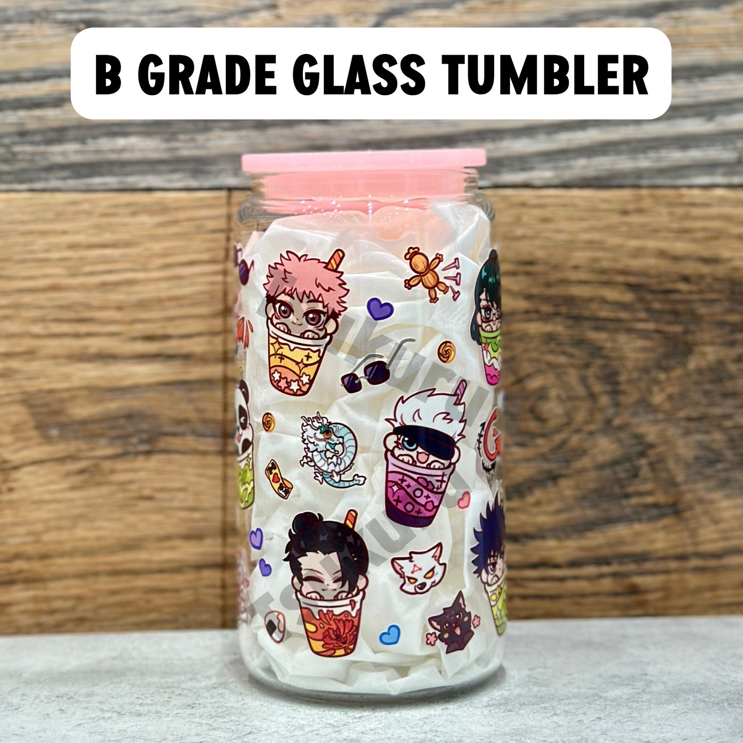16oz Clear Glass Tumbler -  Sorcerers (Single Sided, B GRADE)