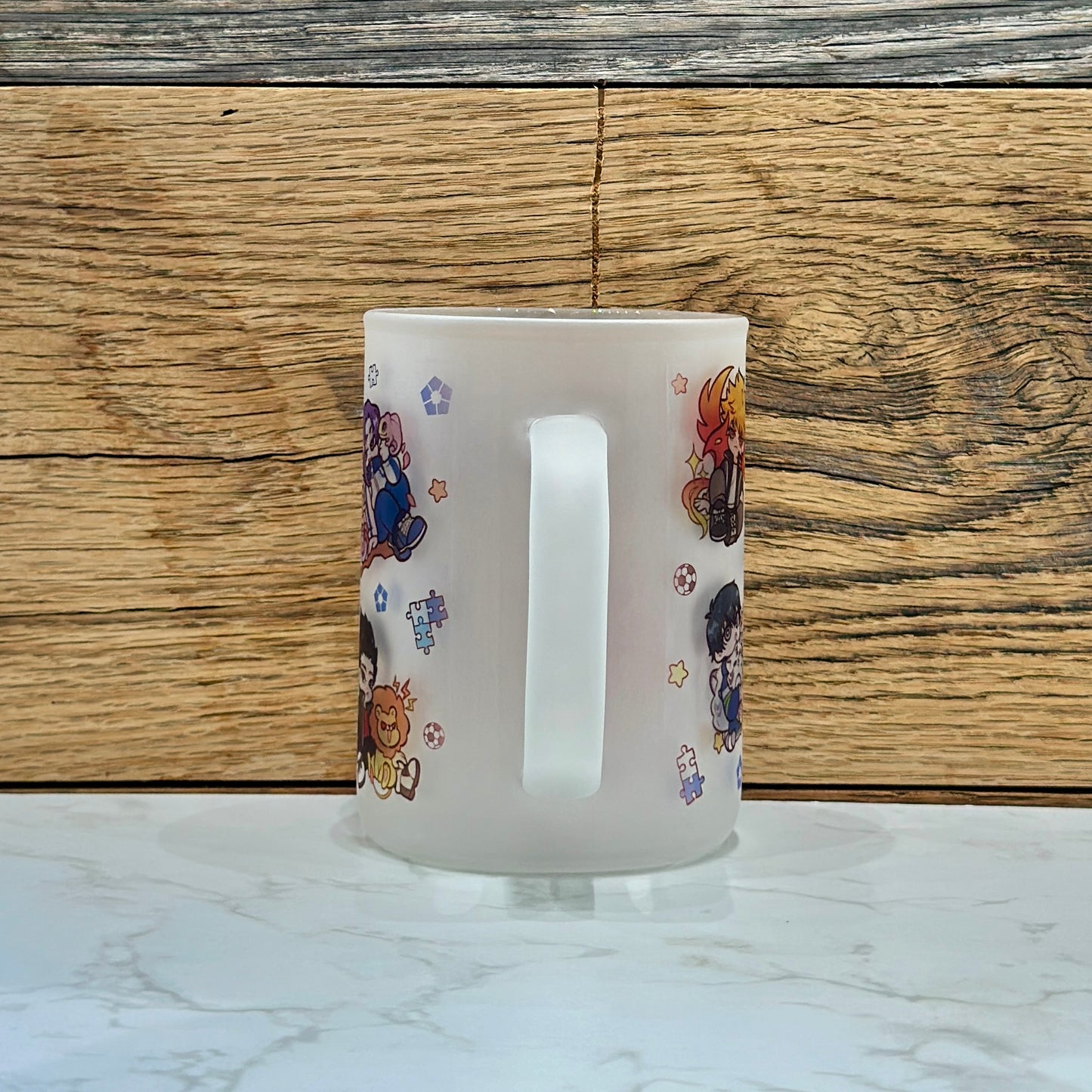 17oz Frosted Glass Mug - Soccer