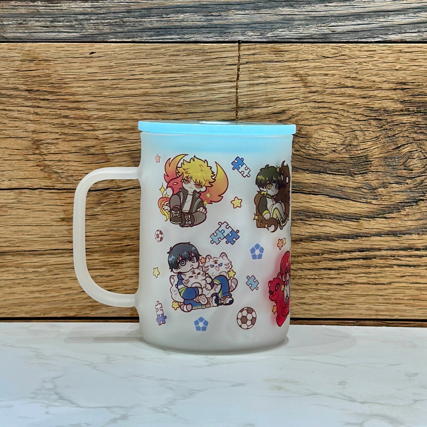 17oz Frosted Glass Mug - Soccer