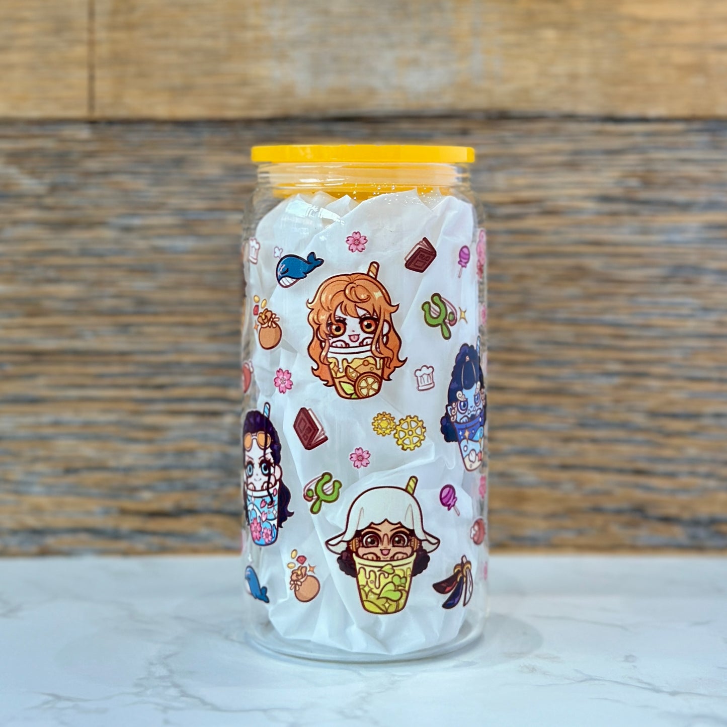 16oz Clear Glass Tumbler - Pirates