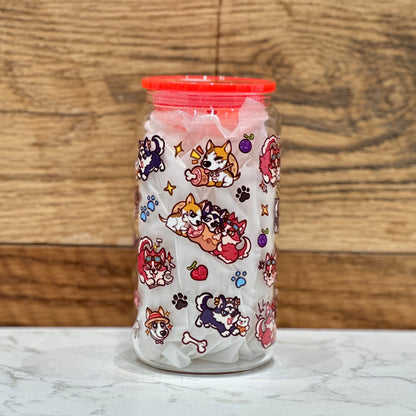 16oz Clear Glass Tumbler - Dog Capts (Double Sided)