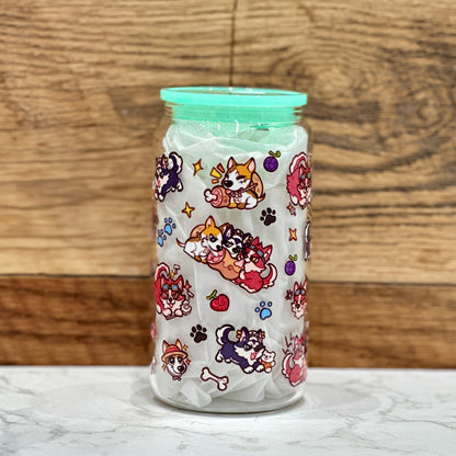 16oz Clear Glass Tumbler - Dog Capts (Double Sided)