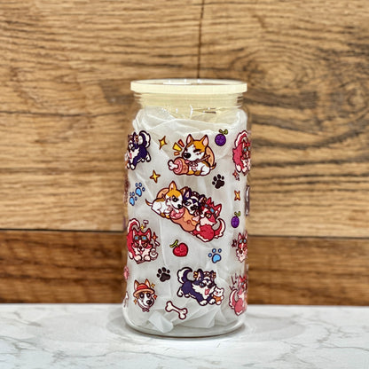 16oz Clear Glass Tumbler - Dog Capts (Double Sided)